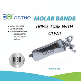 MOLAR BANDS- TRIPLE TUBE WITH  CLEAT -4PCS